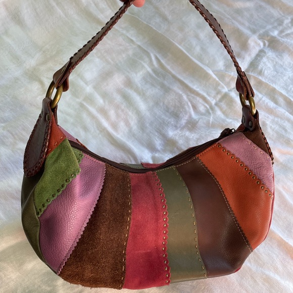 Fossil Suede And Leather Hobo Shoulder 